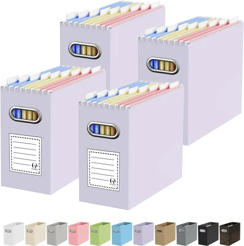Miniatura 66 de Oterri Caja organizadora de archivos de cartón para colgar carpetas de archivos, tamaño carta, caja de archivos para escritorio de computadora