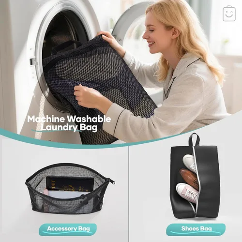 Miniatura 7 de Veken Juego de 11 cubos de compresión para artículos esenciales de viaje, bolsas organizadoras compresibles expandibles grandes para ropa, bolsas