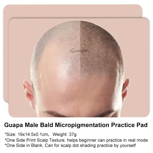 Miniatura 2 de Masculino SMP Cuero Cabelludo Micropigmentación Práctica Piel Silicona Pre-impresión Hombre Calvo Micropigmentación Almohadilla de Entrenamiento