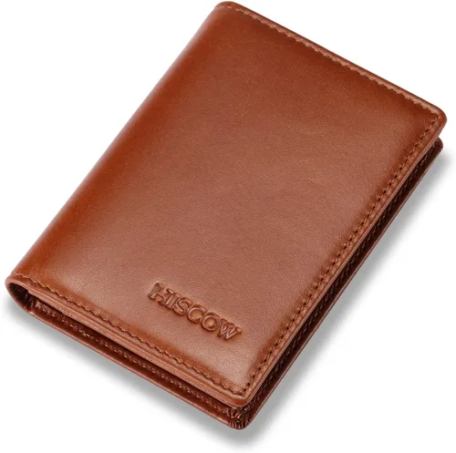 Miniatura 9 de Funda de piel para tarjetas de visita para hombres y mujeres, piel de becerro italiana Cuero curtido vegetal marrón