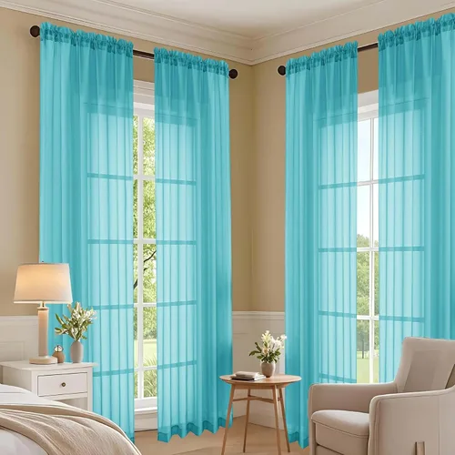 Miniatura 74 de OVZME Cortinas traslúcidas, ligeras, suaves, para estudio, sala de estar y dormitorio, juego de 2 paneles, 42 pulgadas de ancho x 84 pulgadas