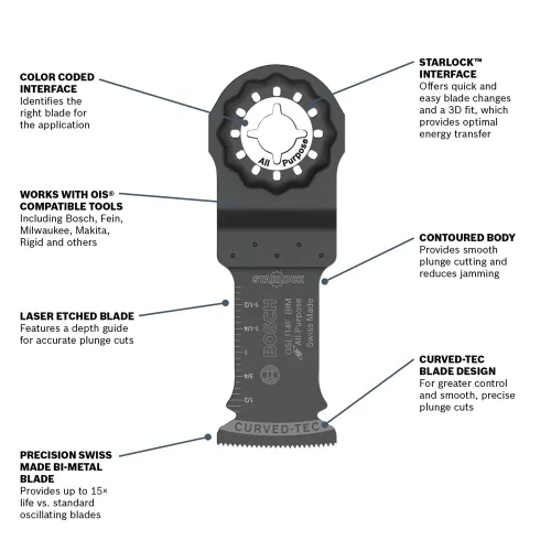 Miniatura 3 de Bosch OSL034F Starlock cuchilla bimetálica para corte profundo