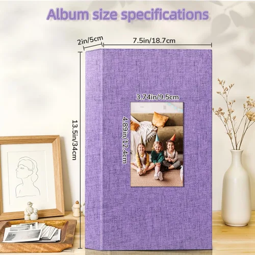 Miniatura 4 de popotop - Álbum de fotos 4x6 con 300 fotos, cubierta de lino, libros de fotos con 300 bolsillos horizontales, álbumes de fotos para deslizar