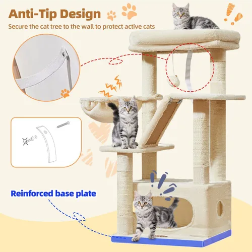 Miniatura 7 de Taoqimiao Árbol para gatos, torre para gatos de 38.5 pulgadas para gatos de interior, adecuado para gatitos con lujoso condominio para gatos