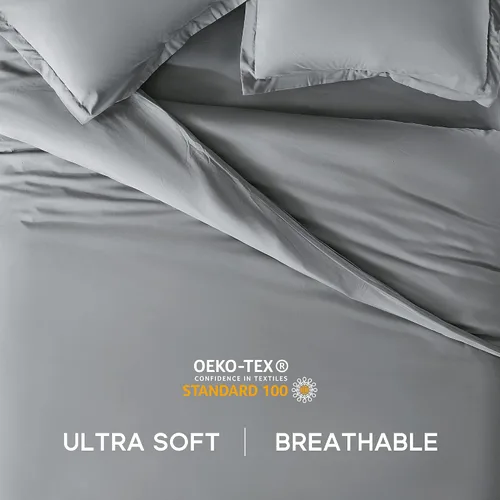 Miniatura 4 de Sonive Juego de funda de edredón matrimonial/queen, ropa de cama súper suave y transpirable, microfibra de doble cepillado, 3 piezas con cierre