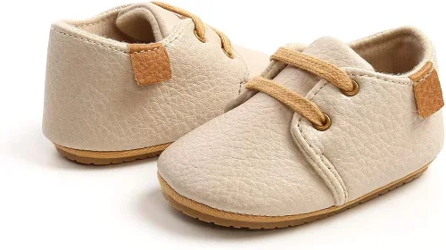 Miniatura 5 de SENIURIS Zapatos para bebés niños y niñas, suela de goma antideslizante, de piel sintética, zapatos para primeros pasos, zapatos de cuna para recién