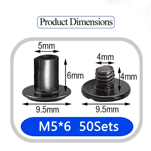 Miniatura 4 de 50 Juegos M5*6 Negro Pistola Kit de Tornillos Chicago Remaches de Cuero Tornillos Remaches Chicago Botones de Tornillos DIY Acabado de Cuero