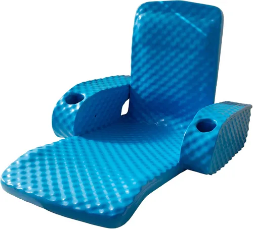 TRC Recreation Baja II - Flotador plegable de espuma para piscina, tumbona flotante portátil con 2 portavasos para artículos esenciales de playa,