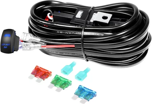 Miniatura 12 de SKYWORLD Kit de arnés de cableado de 1 cable de 10 pies para barra de luz de trabajo LED, interruptor de encendido/apagado de 14 V, kit de arnés