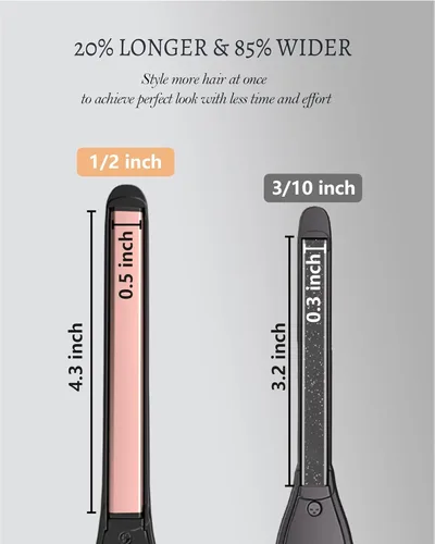 Miniatura 3 de DSHOW Plancha plana de 1/2 pulgada, plancha plana pequeña para cabello corto, mini alisador de pelo de cerámica de turmalina con bolsa, 6 Púrpura