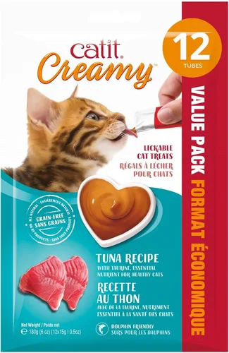 Miniatura 13 de Catit Golosina cremosa para gatos para lamer, premio saludable para gatos, atún, paquete de 50