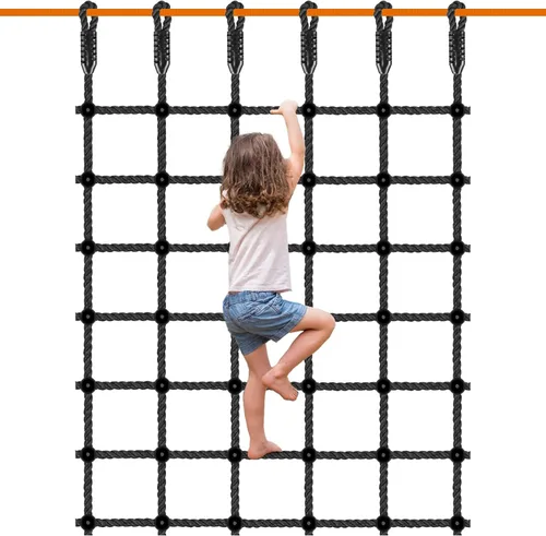 Miniatura 8 de Red de carga de escalada para niños al aire libre, 30 x 75 pulgadas, red de escalada resistente sin nudos para juego de columpios, casa de árboles