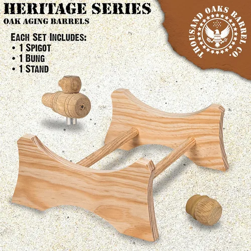 Miniatura 3 de Soporte de madera, 3/4" Bung and Spigot para barril de envejecimiento de roble de 2.5 galones (10 litros) - Heritage, soporte para barriles