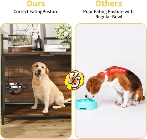 Miniatura 6 de ROOMTEC Jaula para Perros Estilo Mueble para Perros Grandes de Interior Super Resistente y Duradera con 2 Cuencos de Acero Inoxidable