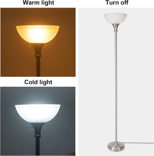 Miniatura 4 de HonoDing Lámpara de pie con pantalla de vidrio esmerilado en blanco mate - para decoración de habitación - Decoración para dormitorio - Lámpara