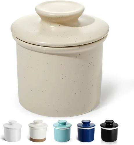 Miniatura 7 de Sweese Plato de mantequilla francés con tapa - Recipiente para mantequilla para mostrador con línea de agua para mantequilla untable - No más