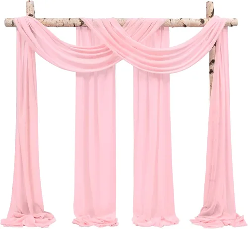 Miniatura 22 de Cortinas de arco de boda, 8 paneles de 28" x 20 pies, cortinas de tela de gasa blanca para ceremonia y recepción Blanco
