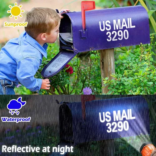 Miniatura 4 de Seloom 148 PCS Calcomanías de Números Reflectantes para Buzón de 2" para Exteriores, Calcomanías de Números y Letras Blancos, Números de Dirección