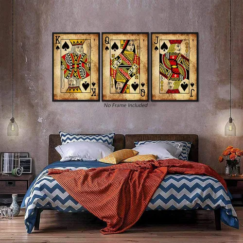 Miniatura 5 de Cartas de juego retro para pared, arte de pared de póquer, impresiones en lienzo de Joker Jack, Queen King, pintura artística de poker vintage