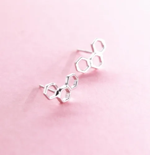 Miniatura 4 de Helen de Lete Preciosos pendientes de plata esterlina con forma de panal, Plata de ley