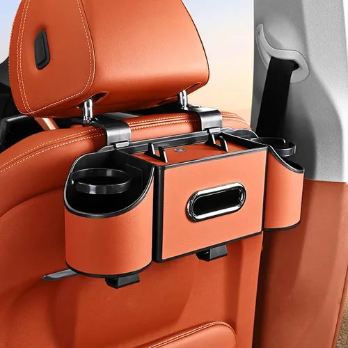 Miniatura 10 de Organizador de asiento trasero de automóvil, 4 en 1, caja de almacenamiento multifuncional para asiento trasero de automóvil con soporte para vasos