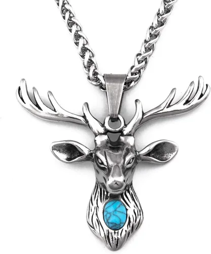 BaviPower Collar de acero inoxidable con colgante de oso de jabalí, lobo vikingo, ciervo, oso, jabalí, león, tigre y león, protección potente para