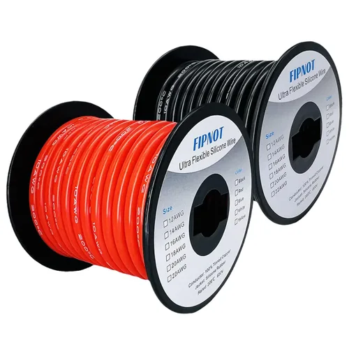 Miniatura 16 de Cable de 8 AWG Alambre Calibre 8 de Silicona - Carrete Negro de 25 pies, Alambre de Cobre Estañado Trenzado Extra Flexible 8AWG para Soldadura 200℃