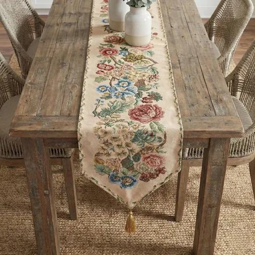 Miniatura 4 de Tache Tapestry - Camino de mesa rústico con diseño floral de campo, 13 x 48 pulgadas