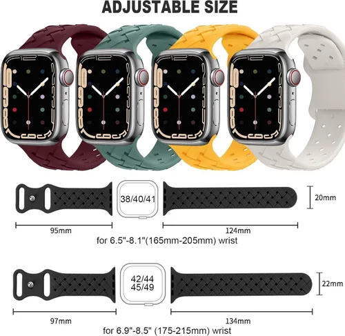 Miniatura 5 de Correas de silicona suaves compatibles con Apple Watch Band de 49/45/44/1.654 in 41/40/1.496 in para mujer y hombre, correa deportiva impermeable