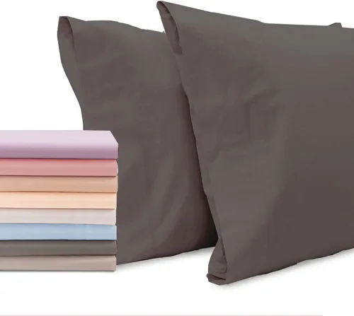 Miniatura 20 de Superity Linen Fundas de almohada de tamaño estándar, cerramiento abierto, paquete de 2, 100% algodón suave y cómodo, color azul