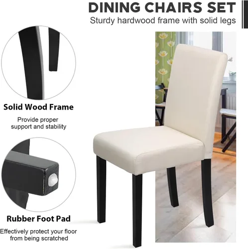 Miniatura 6 de Sillas de comedor de estilo urbano, de piel y con patas de madera maciza, 76.2 cm, 4