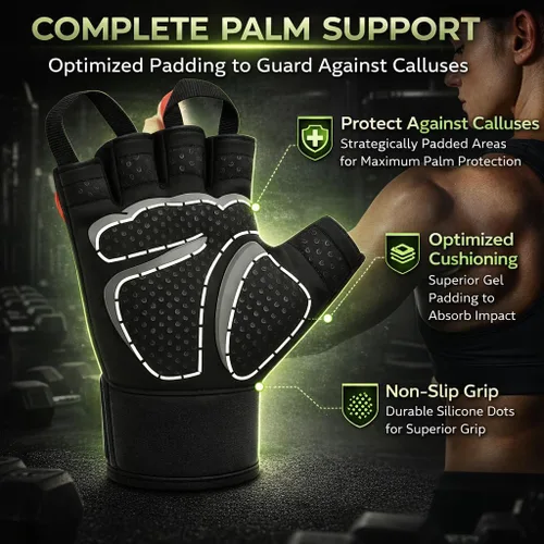 Miniatura 3 de Harcos Guantes de gimnasio para levantamiento de pesas para hombres y mujeres, guantes de entrenamiento, protección completa de la palma y agarre