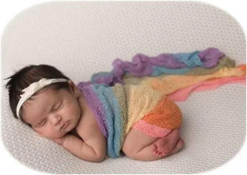 Miniatura 12 de Coberllus Manta de tela envolvente para bebé recién nacido, para sesión de fotografía de niños y niñas (azul)