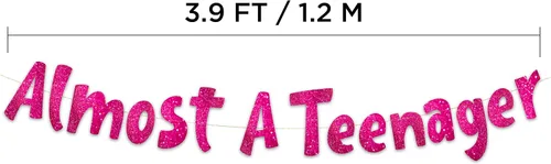 Miniatura 4 de Cartel con purpurina rosa preencordada para cumpleaños número 12, decoraciones de aniversario y cumpleaños número 12 para niños y niñas, suministros