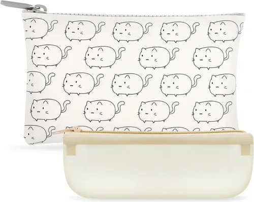 Miniatura 9 de Manmihealth Bonita bolsa de maquillaje de silicona para gatos, bolsas de cosméticos para mujeres, soporte para brochas de maquillaje de viaje, bolsa
