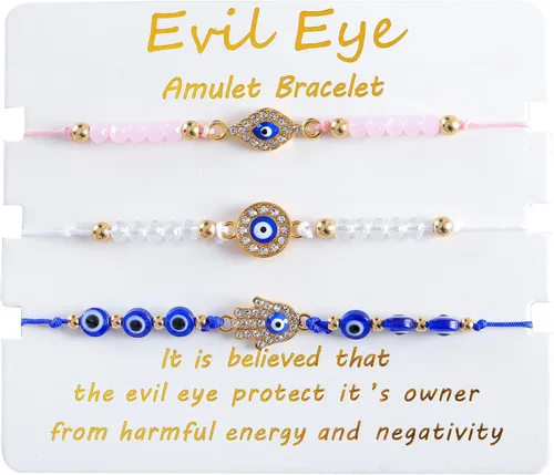 BONITTER Pulseras contra el mal de ojo, pulseras de mejor amiga, pulsera a juego para pareja, amistad, novio, novia, regalo de San Valentín