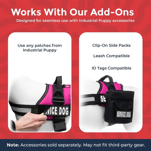 Miniatura 6 de Arnés Industrial Puppy para perros con correas y asa, y chaleco con parche reflectante, en un cómodo diseño de malla, Hot Pink Rosa encendido