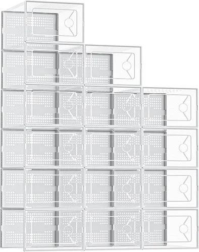 Miniatura 11 de DUMOS Cajas de almacenamiento de zapatos, paquete de 12 contenedores transparentes apilables para zapatos con tapas, organizador de zapatos