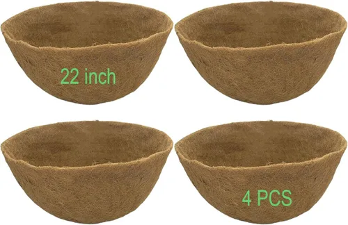 Miniatura 12 de 1 pieza de 20 pulgadas Forros de coco para macetas, forros de repuesto redondos de fibra de coco en forma de canasta