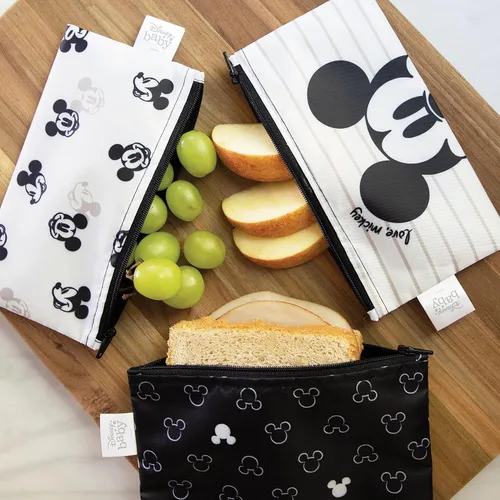 Miniatura 3 de Bumkins Disney Bolsas reutilizables para sándwiches y aperitivos, para el almuerzo escolar de niños y para porciones de adultos, tela lavable, bolsa