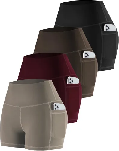 Miniatura 9 de CHRLEISURE - Pantalones cortos de ciclismo para mujer con bolsillos de licra, cintura alta, con control de abdomen para entrenamiento, yoga