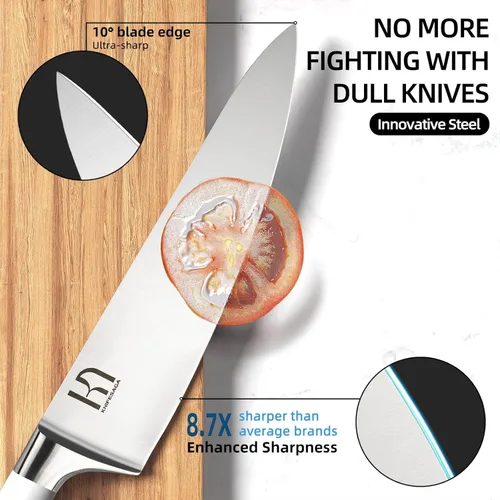 Miniatura 2 de KnifeSaga Juego de cuchillos de cocina de alta calidad, acero inoxidable japonés de alto carbono, 15 piezas, juego de bloques de cuchillos ultra