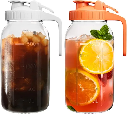 Miniatura 19 de Jarra Mason Jar de 64 onzas – Jarra de vidrio hermética y a prueba de fugas con tapa, perfecta para té helado, té solar, cerveza fría, leche