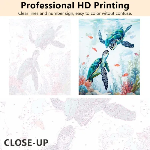Miniatura 5 de TUMOVO Pintura por números para adultos, tortuga marina, pintura por números, tortuga náutica oceánica, para niños, kits de pintura por números
