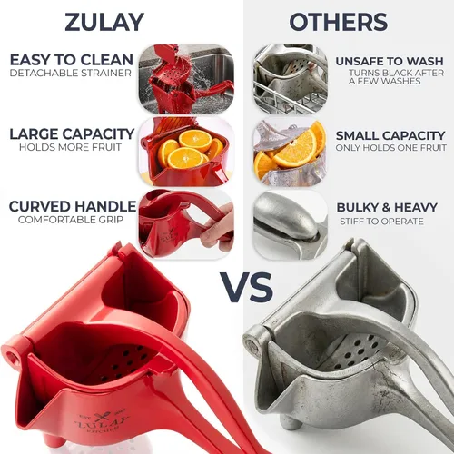 Miniatura 8 de Zulay - Exprimidor manual de frutas, exprimidor de jugos resistente con palanca desmontable y colador extraíble, prensa de frutas y exprimidor