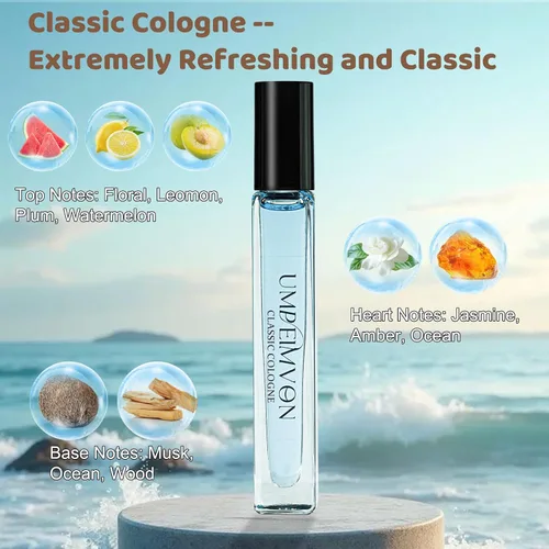 Miniatura 2 de Paquete de 3 Colonias Unisex para Hombres y Mujeres Aceite de Perfume Roll On, Clásico, Sándalo, Madera de Agar, Tamaño de Viaje 0.33 fl.oz