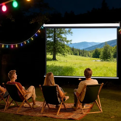 Miniatura 7 de ZENY Pantalla de Proyector Retractable de 100 Pulgadas 16:9 HD Pantalla de Proyección Plegable Cine en Casa Portátil Pantalla de Película para Blanco