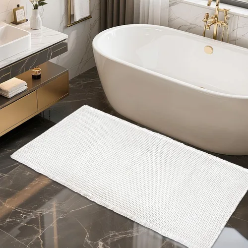 Miniatura 24 de ZALL - Tapete de baño de punto gofre beige, súper absorbente, antideslizante, color crema, 18 x 30 pulgadas, lavable a máquina, ultra suave