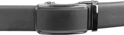 Miniatura 8 de Cinturón de vestir ajustable con trinquete para hombre, cuero negro, ribete para adaptarse