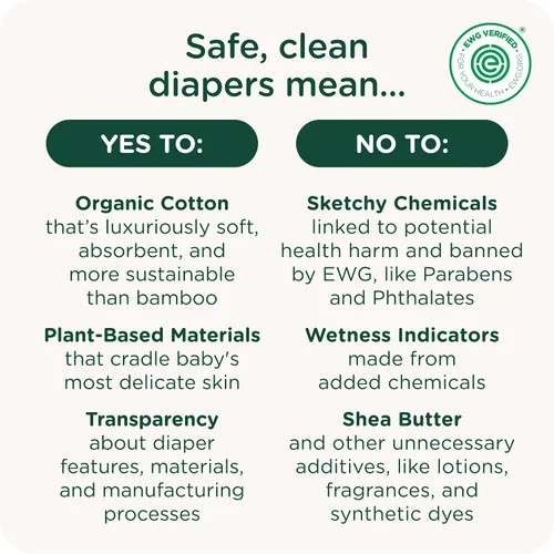 Miniatura 6 de Nuestros pañales El primer pañal verificado EWG y apto para microbiomas Protección contra fugas de 12 horas Fabricado con algodón orgánico